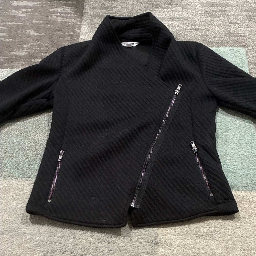 BB Dakota Black Asymmetrical Zip Moto Blazer